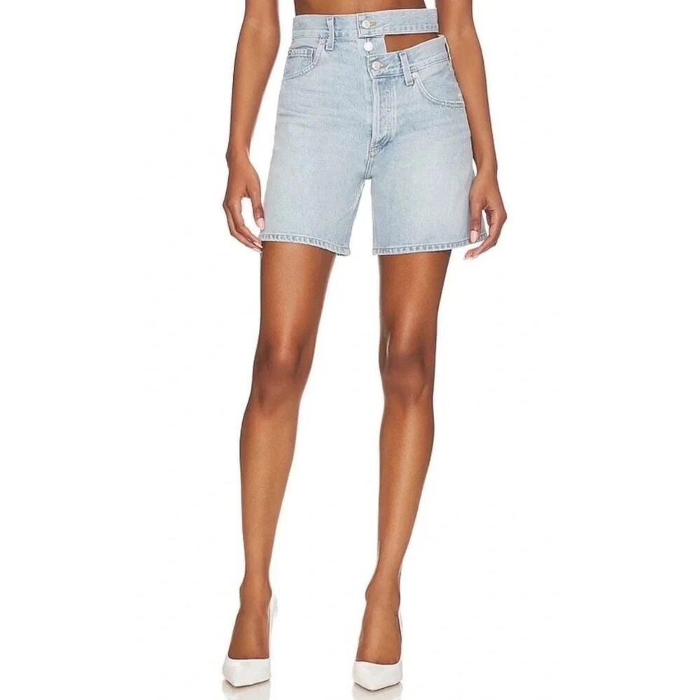 AGOLDE Broken Waistband Boyfriend-fit Denim Jean Shorts sz 25